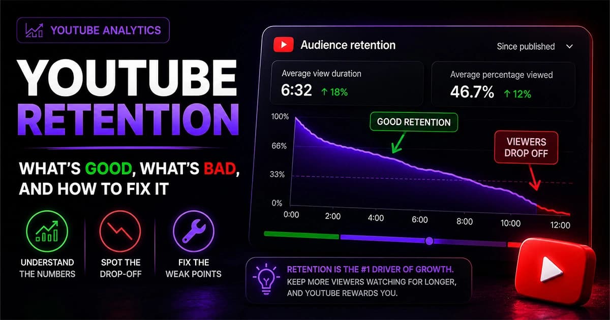 YouTube Retention Rate: What's Good, What's Bad, and How to Fix It